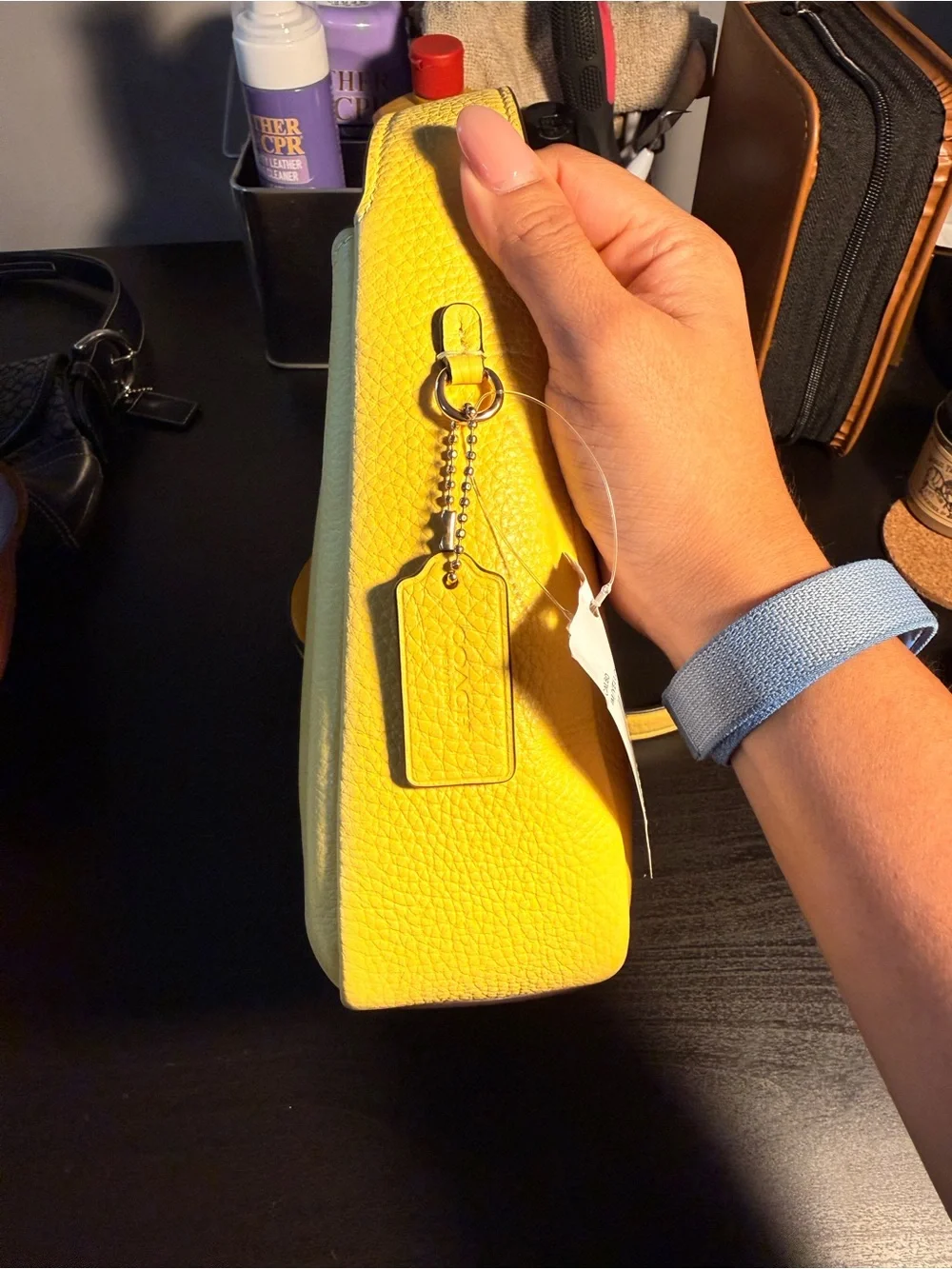 Coach Mini Hadley Crossbody Pebbled Leather Bag in Lemon Yellow